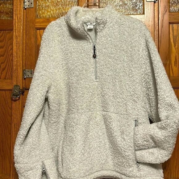 Woolrich Women’s XL Polartec Fleece Pullover Jacket In Light Gray - Picture 1 of 7